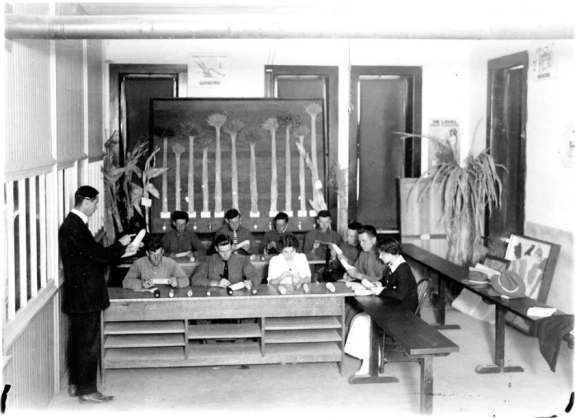 Students in plant sciences on UA's main campus, dated May 1914.