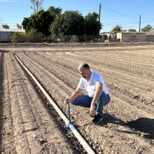 Dr. Ali Mohammed setting up a field experiment 