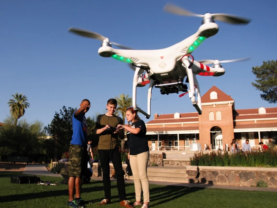 Students with drone